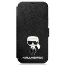 Karl Lagerfeld KLFLBKP12SIKMSBK iPhone 12 mini 5,4" czarny/black book Saffiano Ikonik Metal, Karl Lagerfeld