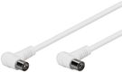 Angled Antenna Cable (80 dB), Double Shielded, 2.5 m, white - coaxial plug 90° > coaxial socket 90°