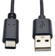USB CABLE, 2.0, A-C PLUG, 6FT, BLACK