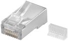 RJ45 Plug, CAT 5e STP Shielded, transparent - for round cable, with threader