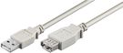 USB 2.0 Hi-Speed extension cable, grey, 0.3 m - USB 2.0 male (type A) > USB 2.0 female (type A)