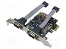 PC extension card: PCIe; RS232 x2 LOGILINK