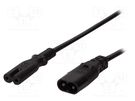 Cable; IEC C7 female,IEC C8 male; 2m; Sockets: 1; black LOGILINK
