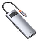 Baseus Metal Gleam 6-in-1 USB-C - USB-C PD 100W HUB 1x HDMI 4K 30Hz 3x USB-A 3.2 1x RJ45 - gray, Baseus