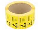 Self-adhesive label; ESD; 50x25mm; 1000pcs; reel; yellow-black ANTISTAT