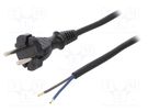 Cable; 2x1.5mm2; CEE 7/17 (C) plug,wires; rubber; 5m; black; 16A PLASTROL