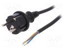 Cable; 3x1mm2; CEE 7/7 (E/F) plug,wires,SCHUKO plug; PVC; 4m PLASTROL