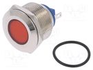 Indicator: LED; flat; red; 24VDC; 24VAC; Ø22mm; brass; Body: silver NINIGI