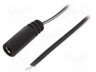 Cable; 2x0.5mm2; wires,DC 5,5/2,1 socket; straight; black; 0.2m BQ CABLE