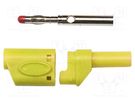 Plug; 4mm banana; 45A; 600VAC; yellow; soldered; copper beryllium MUELLER ELECTRIC