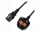 Cable; 3x0.75mm2; BS 1363 (G) plug,IEC C13 female; 1.8m; black LOGILINK