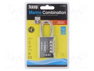 Padlock; shackle,combination code; stainless steel; A: 40mm KASP