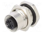Connector: M12; socket; PIN: 4; female; 125V; vertical; IPX7; THT ATTEND
