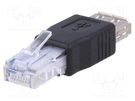 Transition: adapter; USB 2.0; black; RJ45 plug,USB A socket AKYGA