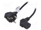 Cable; 3x0.5mm2; CEE 7/7 (E/F) plug angled,IEC C13 female 90° AKYGA