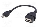 Cable; OTG,USB 2.0; USB A socket,USB B micro plug; 0.15m; black AKYGA