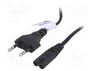 Cable; 2x0.5mm2; CEE 7/16 (C) plug,IEC C7 female; PVC; 0.5m; 2.5A AKYGA