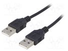 Cable; USB 2.0; USB A plug,both sides; nickel plated; 1.8m; black AKYGA