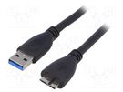 Cable; USB 3.0; USB A plug,USB B micro plug; nickel plated; 0.5m AKYGA