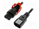 Cable; IEC C13 female,IEC C14 male; PVC; 2m; black; 10A; 250V IEC LOCK