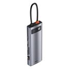 Baseus Metal Gleam 9in1 multifunctional USB Type C HUB - 3x USB 3.2 Gen 1 5Gbps / USB Type C PD 100W / VGA Full HD 60Hz / HDMI 4K 30Hz / TF and SD card reader / RJ45 1Gbps gray (CAHUB-CU0G), Baseus