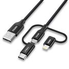 Choetech 3in1 MFI cable USB - USB Type C / micro USB / Lightning (charging 3A / data transmission 480 Mbps) 1.2m black (IP0030-BK), Choetech