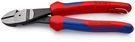 KNIPEX 74 22 200 T High Leverage Diagonal Cutter with multi-component grips, with integrated tether attachment point for a tool tether black atramentized 200 mm