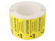 Self-adhesive label; ESD; 38x75mm; 1000pcs; reel; black,yellow STATICTEC