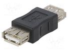 Adapter; USB 2.0; USB A socket,both sides; nickel plated; black AKYGA