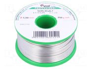 Tin; lead free; Sn99,3Cu0,7; 1.5mm; 250g; reel; Flux: CF48,No Clean CYNEL