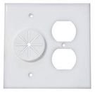 Double Gang Cable Pass Through Wall Plate with Dual Outlet Cover - White
