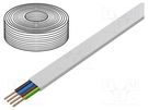 Wire; YDY; 4G2.5mm2; flat; solid; Cu; PVC; white; 450V,750V; 100m 