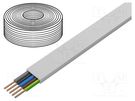 Wire; YDY; 5G1.5mm2; flat; solid; Cu; PVC; white; 450V,750V; 100m 