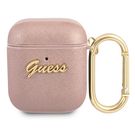Guess GUA2SASMP AirPods cover pink/pink Saffiano Script Metal Collection, Guess