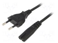Cable; 2x0.75mm2; CEE 7/16 (C) plug,IEC C7 female; PVC; 1.8m SUNNY