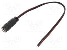 Cable; 2x0.5mm2; wires,DC 5,5/2,5 socket; straight; black; 0.2m SUNNY