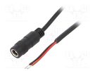 Cable; 2x0.5mm2; wires,DC 5,5/2,1 socket; straight; black; 4m SUNNY