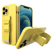 Rope case gel case with a chain lanyard bag lanyard iPhone 12 mini yellow, Hurtel