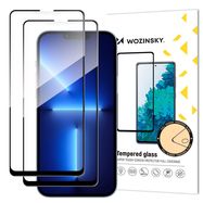 Wozinsky Set of 2x Super Durable Full Glue Tempered Glass for the Entire Screen with Frame Case Friendly iPhone 16e, iPhone 14, iPhone 13 Pro / iPhone 13 Black, Wozinsky