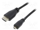Cable; HDMI 2.0; HDMI plug,micro HDMI plug; 1m; black RASPBERRY PI