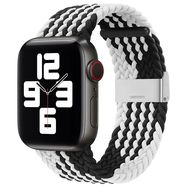 Braided Fabric Bracelet Strap Fabric Band for Apple Watch 38 / 40 / 41 mm - Black and White, Hurtel