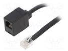 Cable: telephone; flat; RJ12 socket,RJ12 plug; 3m; black Goobay