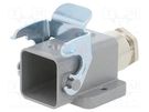 Enclosure: for HDC connectors; C146; size A3; with latch; plastic AMPHENOL
