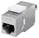 Keystone Module RJ45 CAT 6A, STP, Slim-Line - 14.7 mm wide, 180Ā° cable outlet, crocodile type, for IDC connection (toolless)