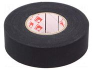 Tape: textile; W: 25mm; L: 25m; Thk: 0.25mm; caoutchouc; black; 8% SCAPA