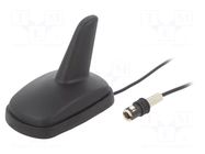 Antenna; automotive,SHARK; AM,FM; SNAP male; black; 12VDC; RG174 4CARMEDIA