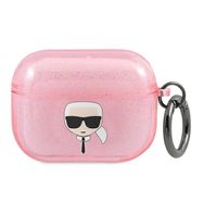 Karl Lagerfeld Glitter Karl&#39;s Head Case for AirPods Pro - Pink, Karl Lagerfeld