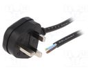 Cable; 3x1mm2; BS 1363 (G) plug,wires; PVC; 1.8m; black; 13A LIAN DUNG