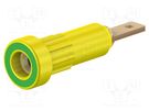 Socket; 2mm banana; 10A; Overall len: 23mm; yellow-green; 60VDC STÄUBLI