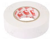 Tape: electrical insulating; W: 19mm; L: 20m; Thk: 0.13mm; white SCAPA